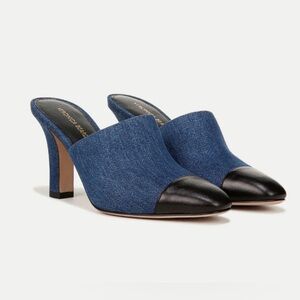 Veronica Beard Carlotta Denim and Leather Heels
